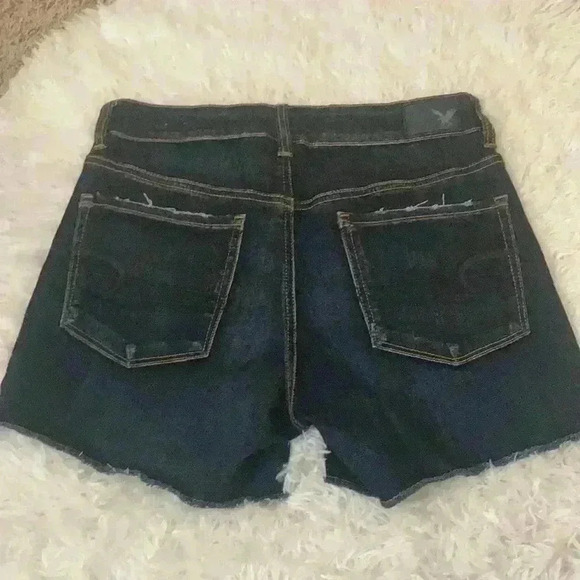 AMERICAN EAGLE HIGH RISE SUPER STRETCH DISTRESSED SHORTIE DENIM SHORTS SIZE 6 - Picture 2 of 9